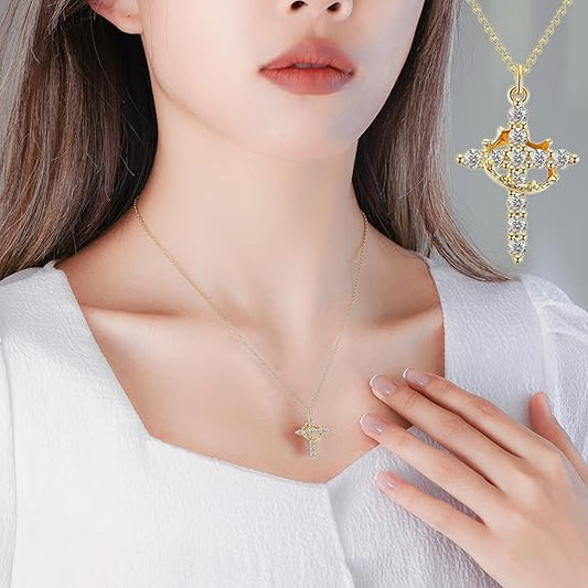Collar Cruz Corona de Oro ✝️👑 - Beautyguate
